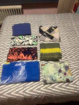 7 Pañuelos/Pashminas Zara Azul y Amarillo