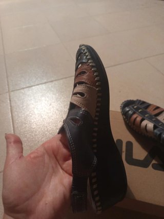 Sandalias de piel verano azul y marrón