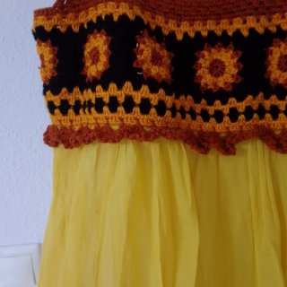 Vestido Crochet Marrón y Amarillo