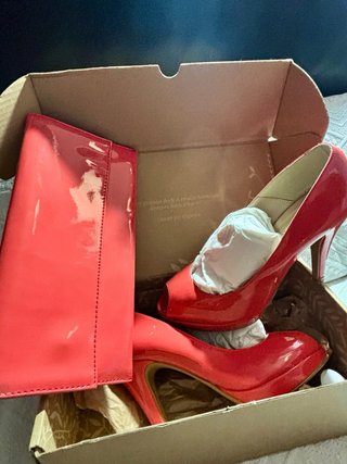 Zapatos de tacón naranja rojo