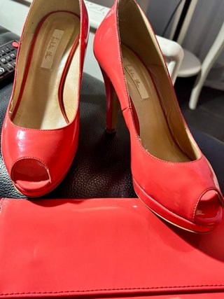 Zapatos de tacón naranja rojo