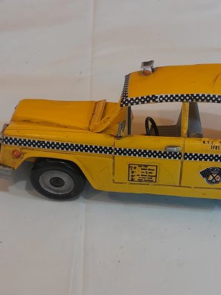 Coche Taxi Metal Antiguo Amarillo