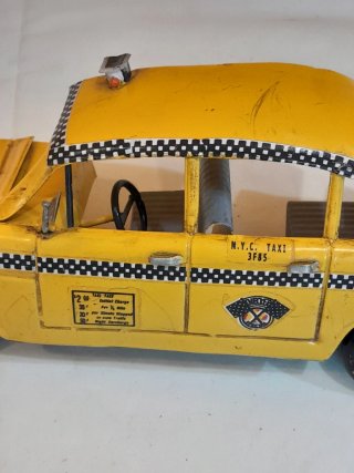 Coche Taxi Metal Antiguo Amarillo