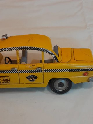 Coche Taxi Metal Antiguo Amarillo