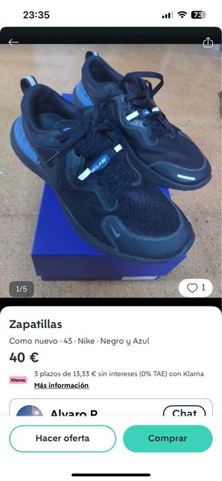 Zapatillas Nike Negras y Azules Talla 43