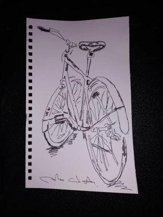 Dibujo a pilot de bicicleta antigua