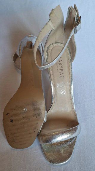 Sandalias tacón Marypaz plateadas talla 41