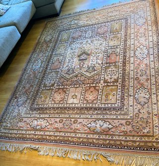 Alfombra Persa 249x197 cm Lana Beige/Rosa
