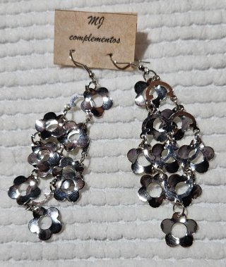 Pendientes largos plateados MJ