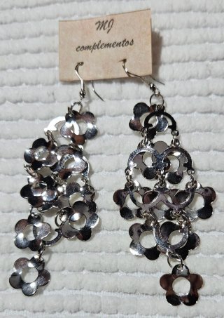 Pendientes largos plateados MJ