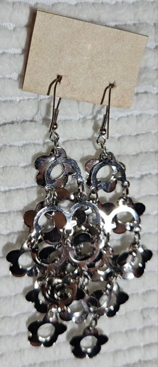 Pendientes largos plateados MJ