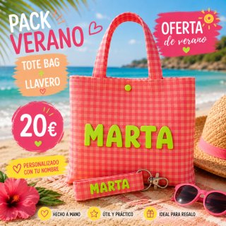 Pack Verano: Tote Bag + Llavero Personalizado