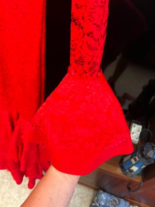 Traje de flamenca rojo con volantes