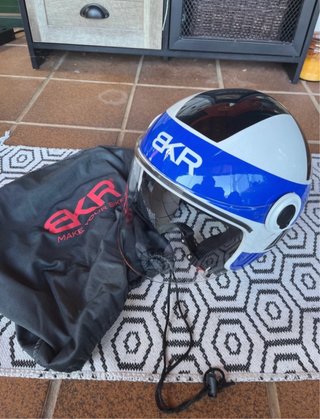 Casco Moto BKR Azul y Blanco