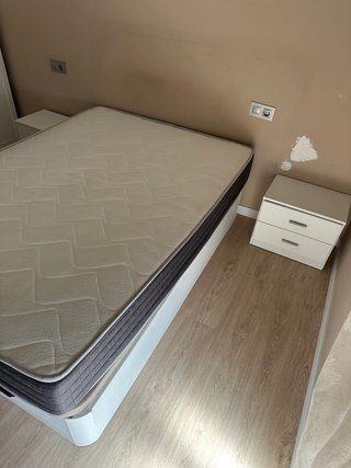 Cama canapé doble con colchón y 2 cajoneras