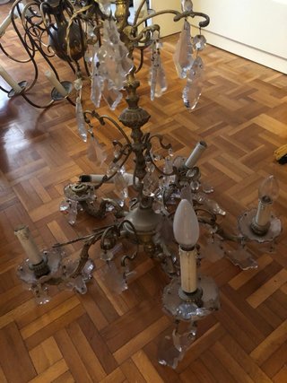 Lámparas de bronce y cristal