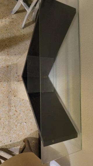Mueble recibidor cristal, madera y mármol