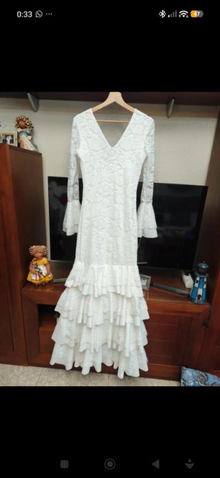 Traje Flamenca / Novia Encaje Blanco Talla Única