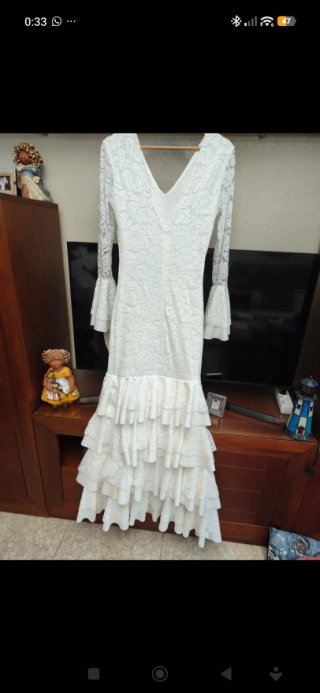 Traje Flamenca / Novia Encaje Blanco Talla Única