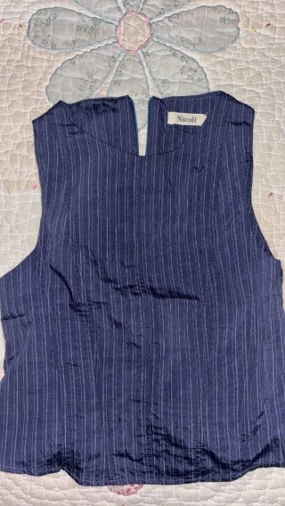 Top azul de lino NICOLI Talla S