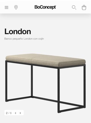 Banco London BoConcept tela beige y metal negro