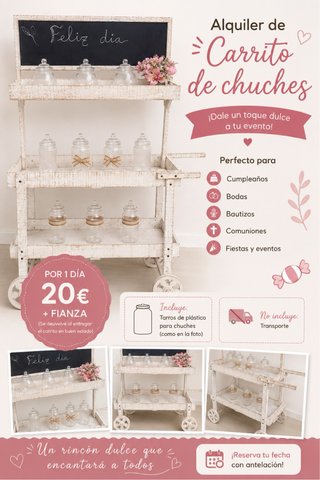 Alquiler carrito de chuches para eventos