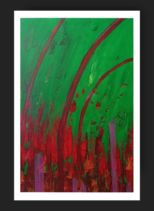 Cuadro abstracto verde y rojo