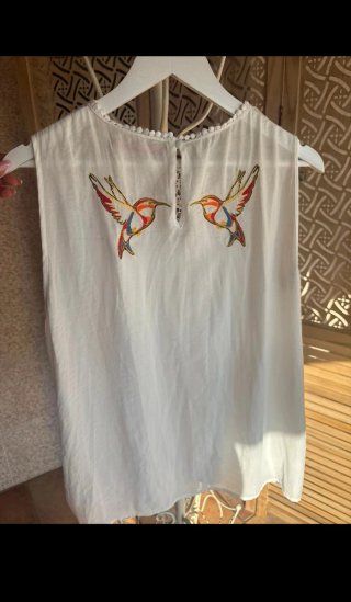 Blusa Desigual XXL Bordada Pájaros