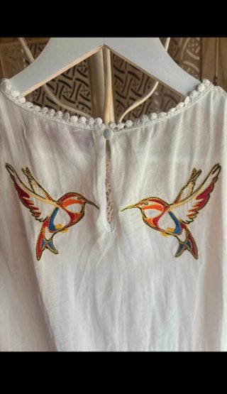 Blusa Desigual XXL Bordada Pájaros
