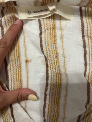 Vestido de playa rayas beige y blanco