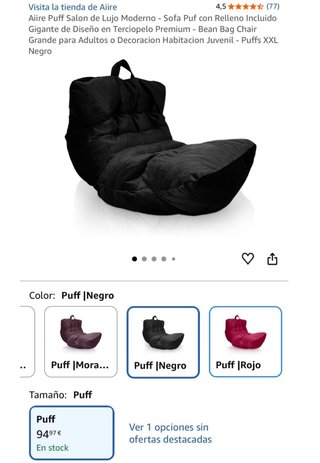 Puff grande terciopelo negro marca Aiire