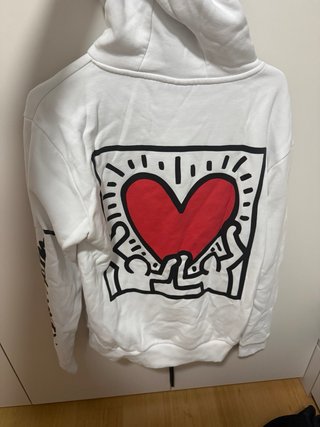 Sudadera Blanca Corazón Rojo Keith Haring