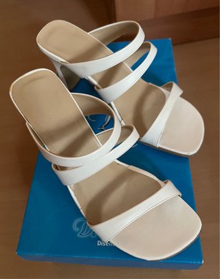 Sandalias Mujer Blancas Tacón Medio