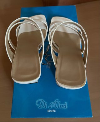 Sandalias Mujer Blancas Tacón Medio
