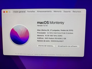 Imac 27 pulgadas  5k con monterey