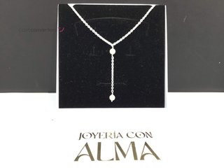 collar plata 925mm con piedra con perla 20 2.5cm