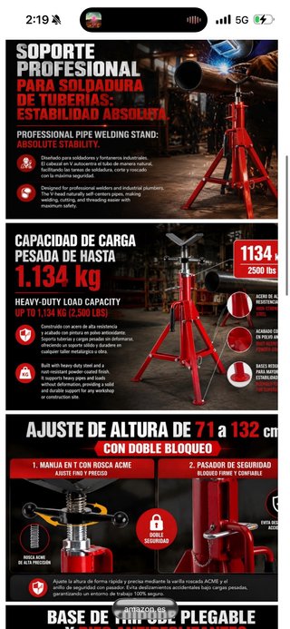 NUEVO! Soporte para Tubos con Cabezal en V