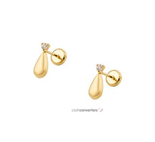pendientes oro 18k con piedra con circonita