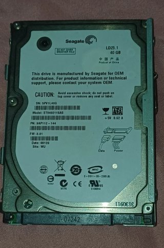 Disco Duro Seagate 40GB PS3 Fat