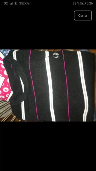 Jersey Fred Perry Negro y Rosa Rayas