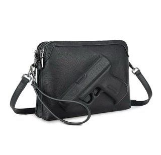 Bolso bandolera negro con diseño de pistola