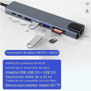 Adaptador USB-C 8 en 1 Multifunción