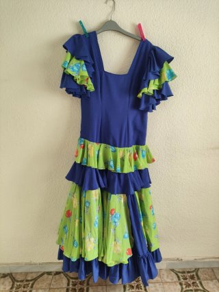 Traje Flamenca Azul y Verde