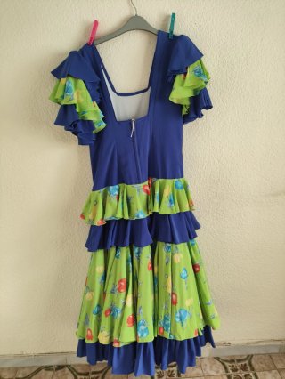 Traje Flamenca Azul y Verde