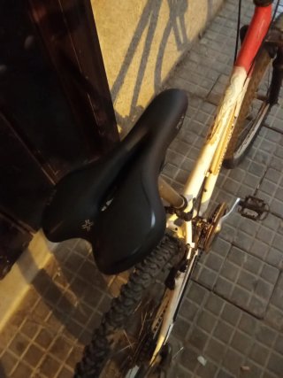 Bicicleta de montaña blanca y roja