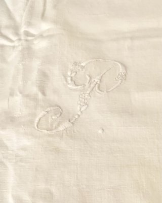 Sábana y almohada a juego antiguas de hilo