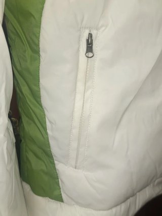 Chaqueta acolchada mujer blanca, verde y amarilla