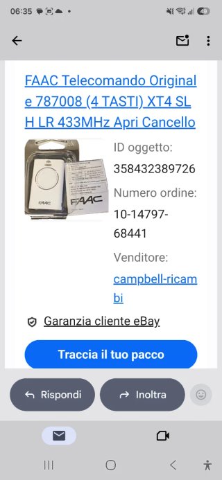 FAAC Telecomando Originale XT4 SL 433MHz