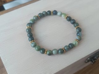 Pulsera Piedra Natural Verde y Dorada