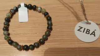 Pulsera Piedra Natural Verde y Dorada